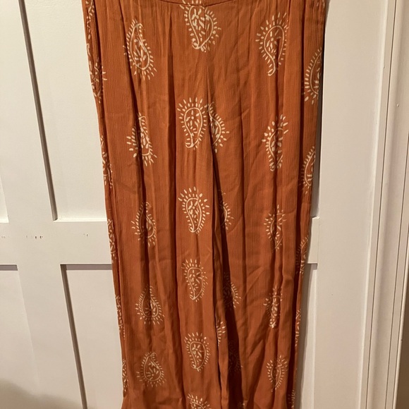 Nusantara Set Pants Shirt Orange Size Small Hippie Gauze button Up Swirl - Picture 5 of 9